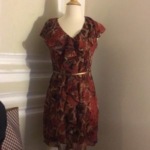 Blu Sage Belted Snake Print Dress - Red